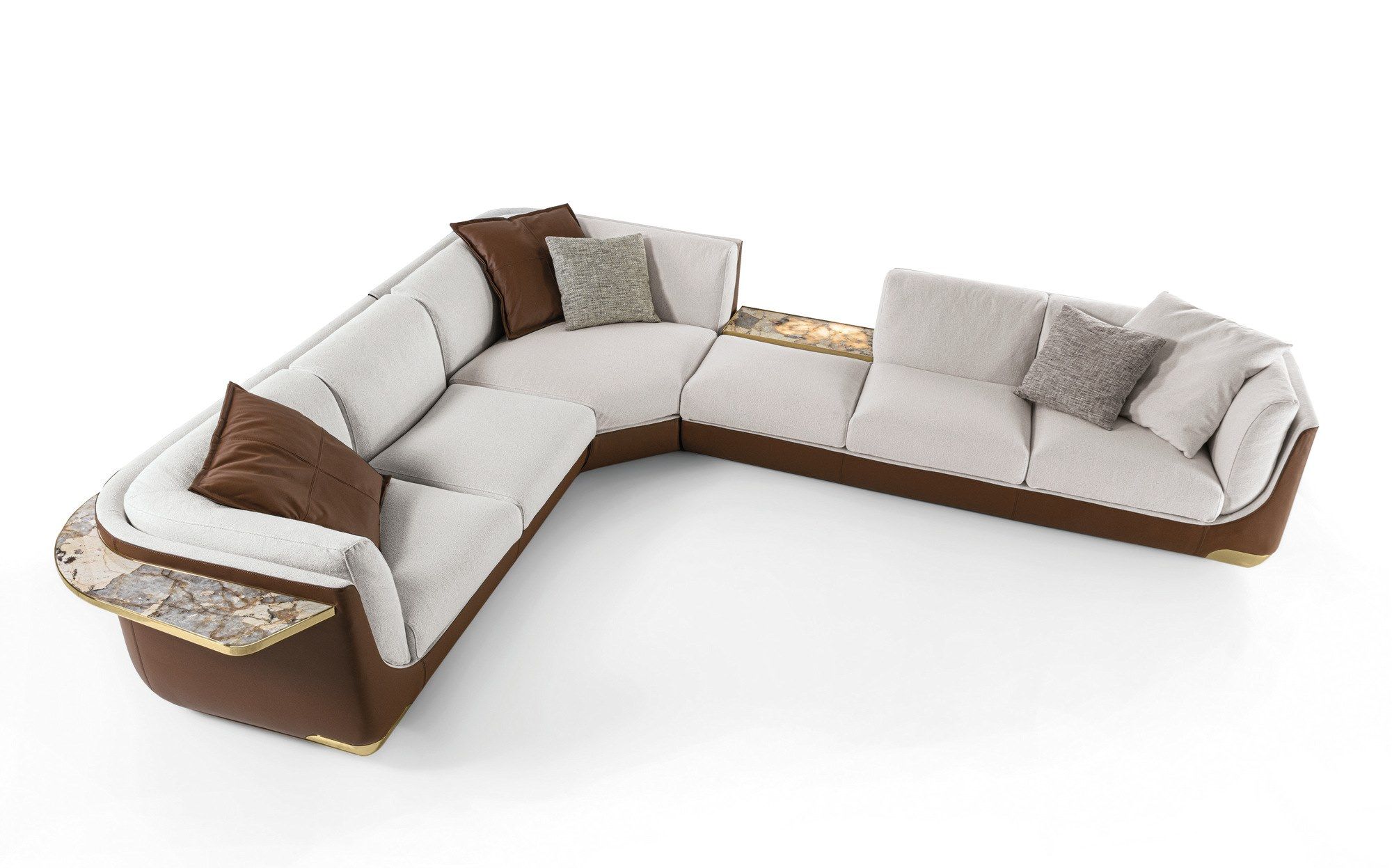 Угловой диван из кожи и ткани Longhi Loveluxe 2021-Rhythm'21 collection ARCH-00044116 - Вид №7