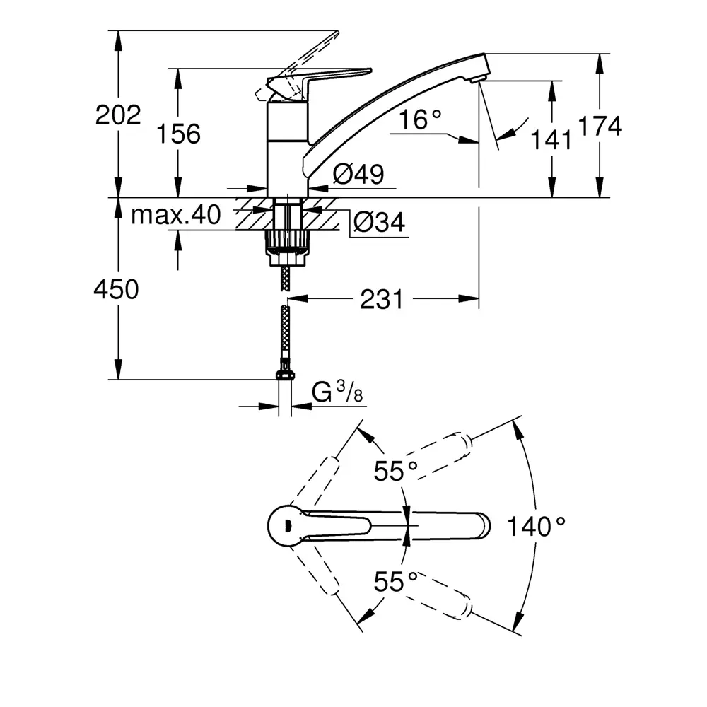 Смеситель для кухни Grohe Start Eco 17.4 см цвет хром STLM-2208410 - Вид №4