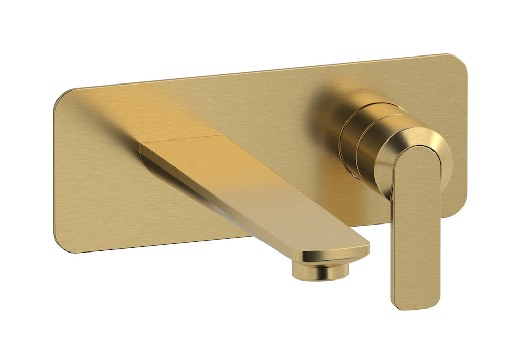 Встроенный в стену смеситель для раковины на 2 отверстия в комплекте с донным клапаном WE ARE IB c6206os Brushed Gold C-67