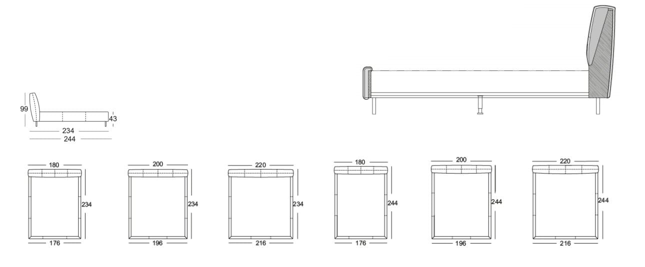 Кожаная двуспальная кровать с мягким изголовьем Rolf Benz Rolf Benz 50 ARCH-00131386 - Вид №3