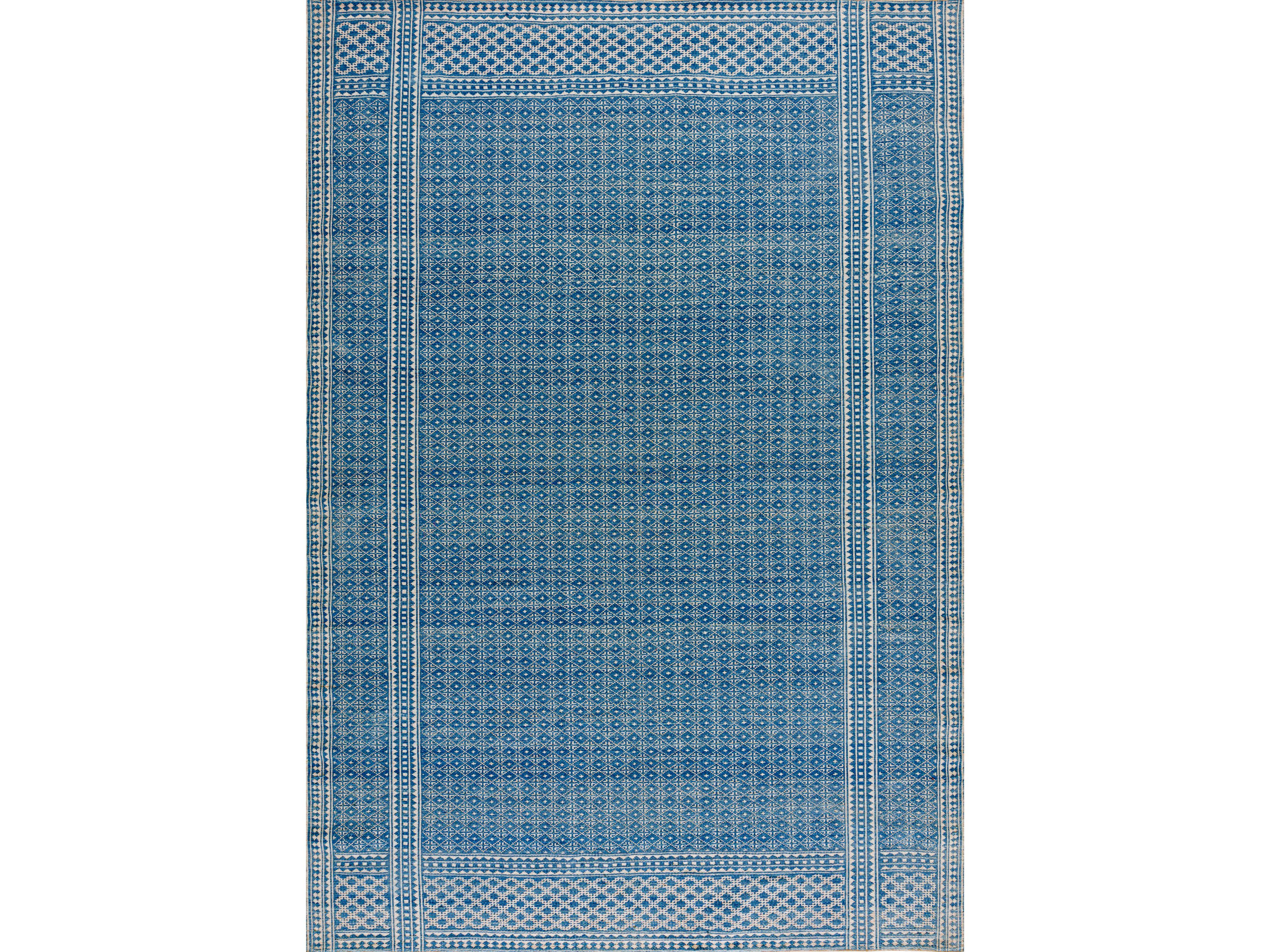 Прямоугольный полосатый шерстяной ковер Zollanvari DIAMOND ZILLU IN BLUE & CREAM ARCH-00018709 - Вид №1