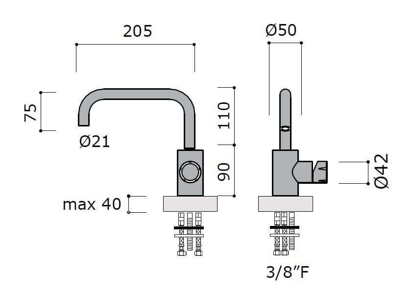 Смеситель для раковины из нержавеющей стали MINA синтезатор ARCH-00132662 - Вид №1