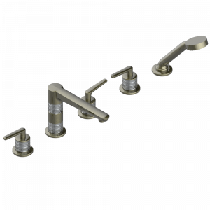 G9K-1132H Bath/shower set with high spout, 2 x 3/4" valves, rim mounted ceramic mixer tap with progressive cartridge & rim mounted handshower set Thg-paris System cristal с рукоятками Бронза