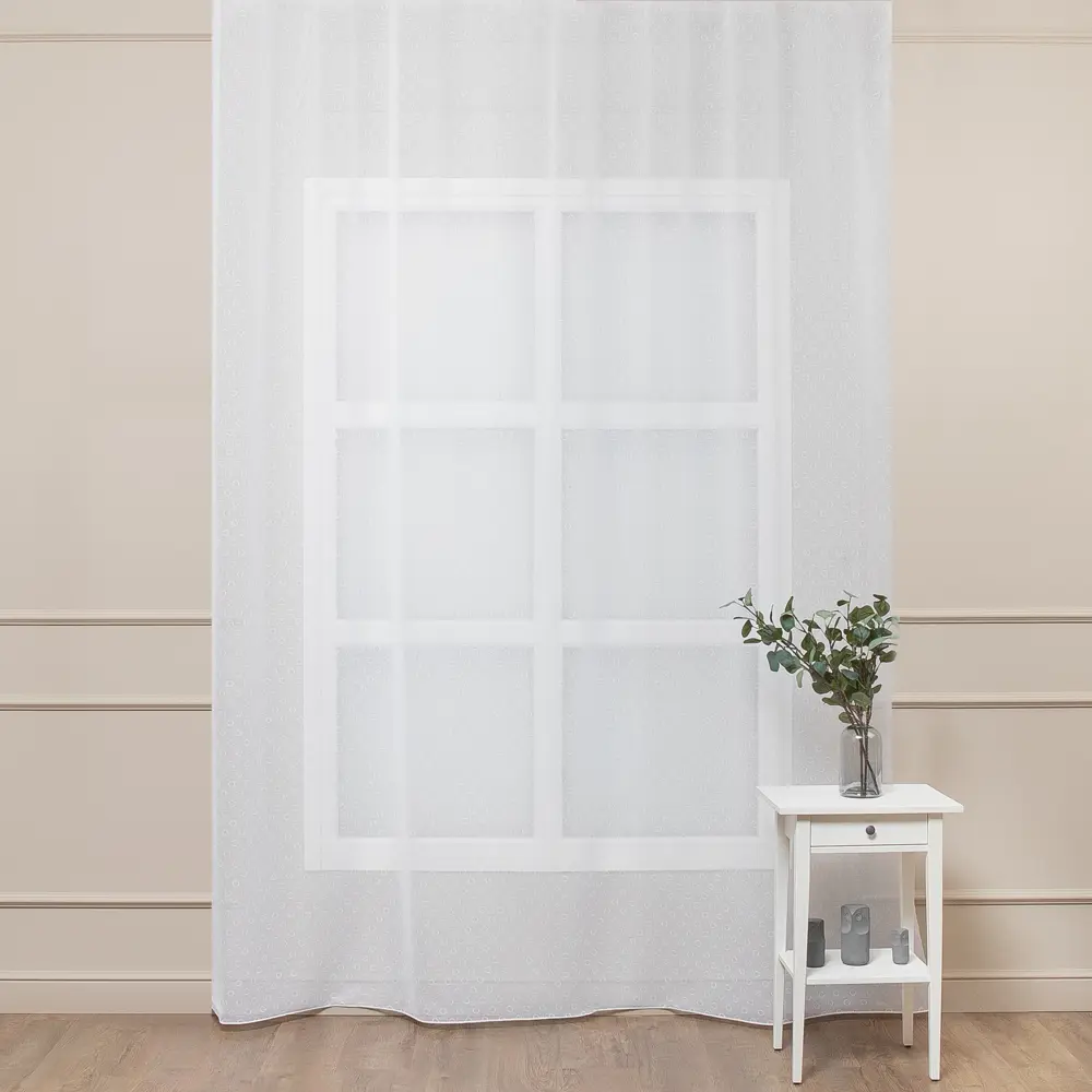 Тюль 1 м/п Колечки лен 280 см цвет серый TEX REPUBLIC STLM-2133643 - Вид №5