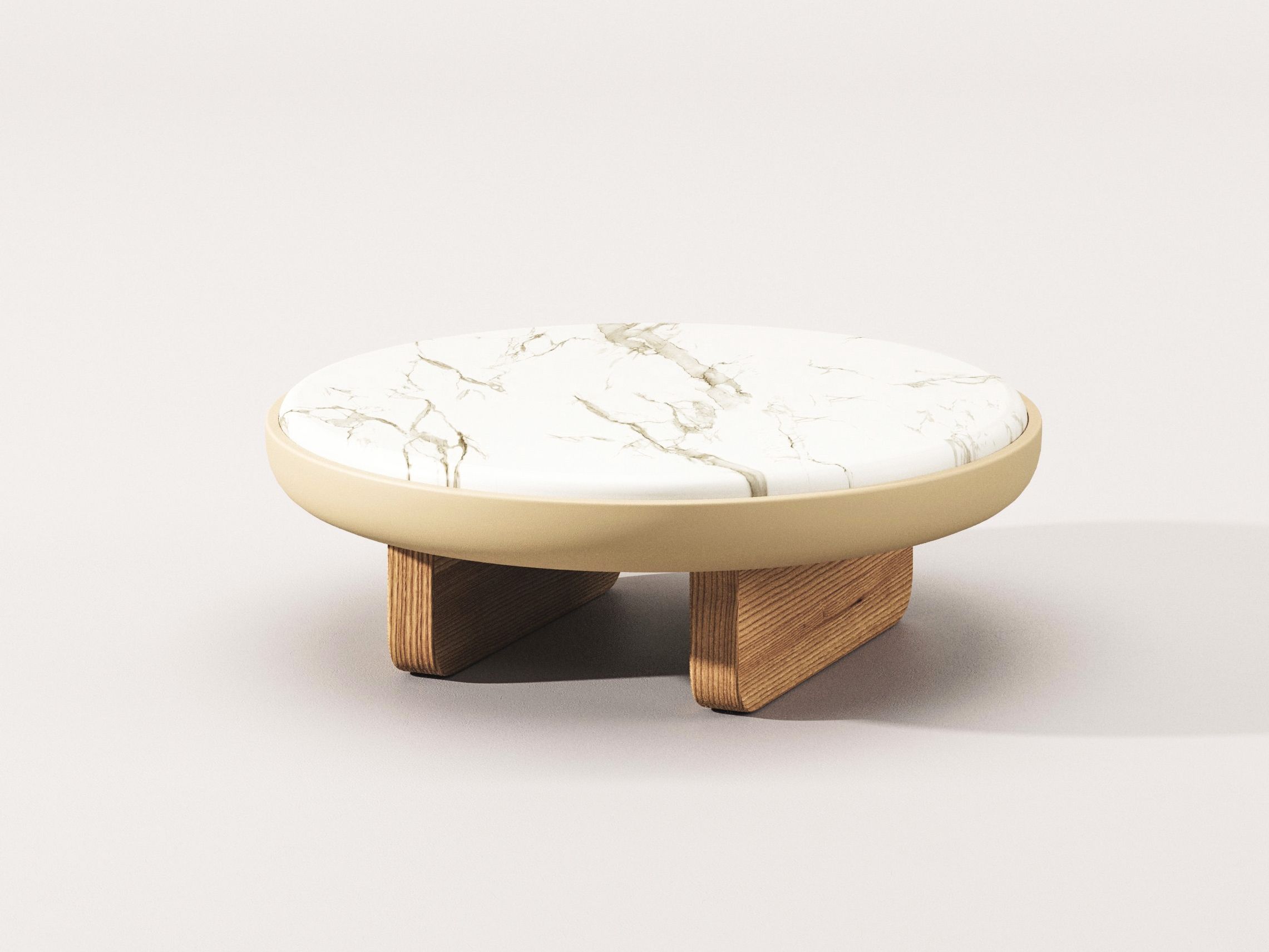 Круглый мраморный журнальный столик Calacatta Falsasquadra Водяные лилии ARCH-00053813