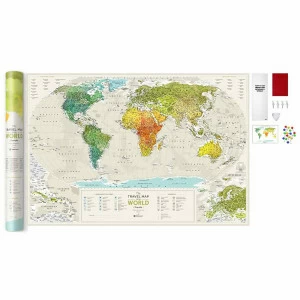 Карта белая Travel Map Geograghy World 1DEA.ME ДИЗАЙНЕРСКИЕ 00-3880594 Белый