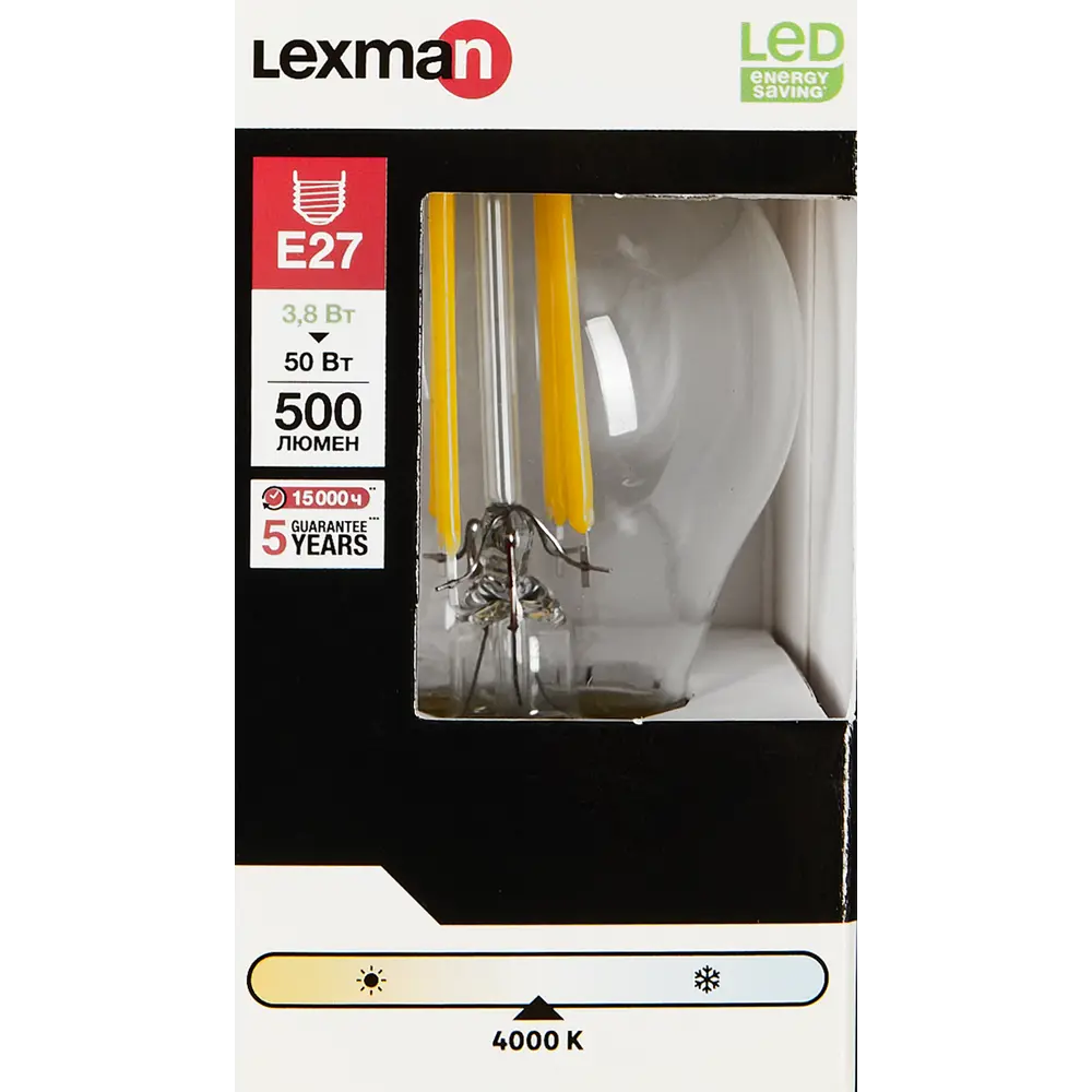 LEXMAN LED лампа E27 прозрачный шар с нейтральным белым светом 82991662 STLM-0907962 - Вид №3