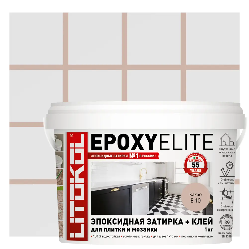 90347052 Затирка эпоксидная Litokol EpoxyElite E.10 цвет Какао 1 кг STLM-0194702