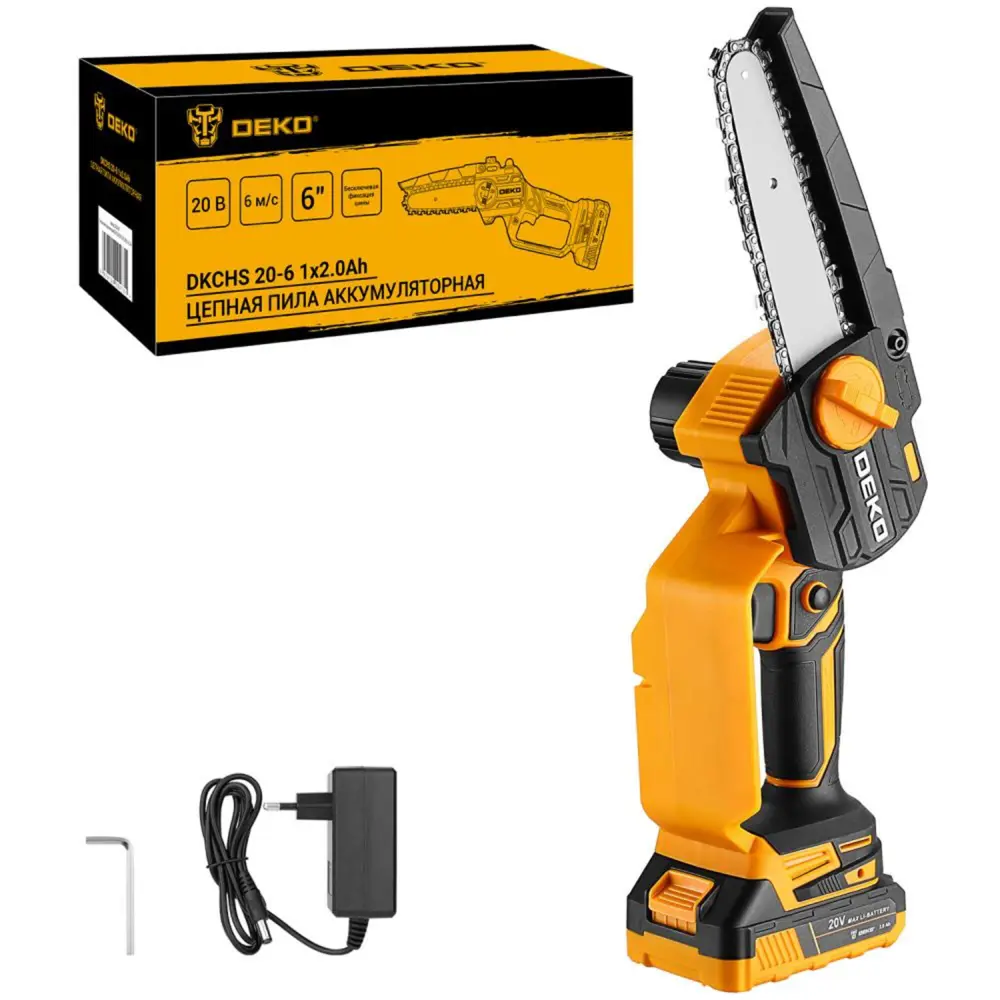 Аккумуляторная цепная пила DEKO DKCHS 20-6 для сада и мастерской 86489456 STLM-0069385 - Вид №1