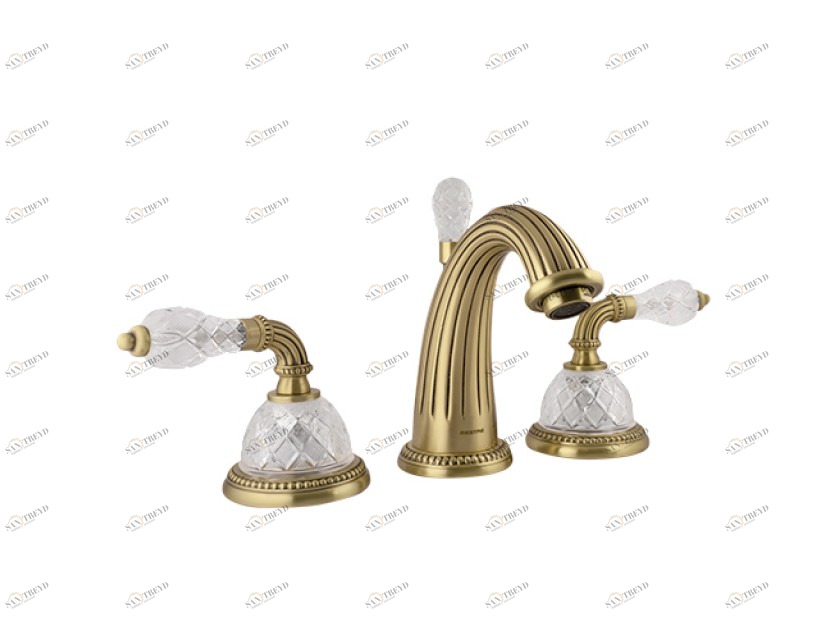 033301.FCC.30 Раковина с тремя отверстиями и классическим хрусталем Античная латунь Mestre 