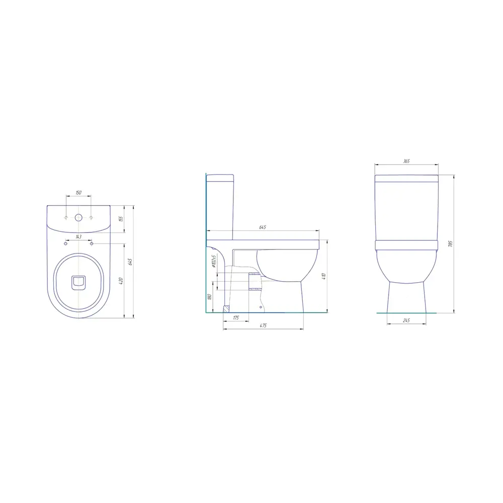 Унитаз-компакт Kirovit Престиж горизонтальный выпуск двойной слив STLM-2135216 - Вид №7