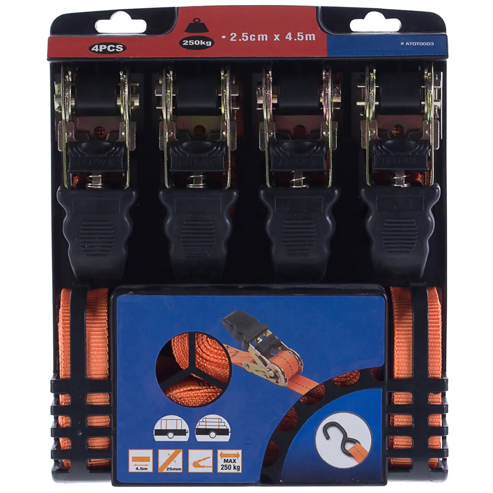 Набор стяжек для крепления груза 2.5х450 см, 4 шт Santreyd STLM-2148904 - Вид №2