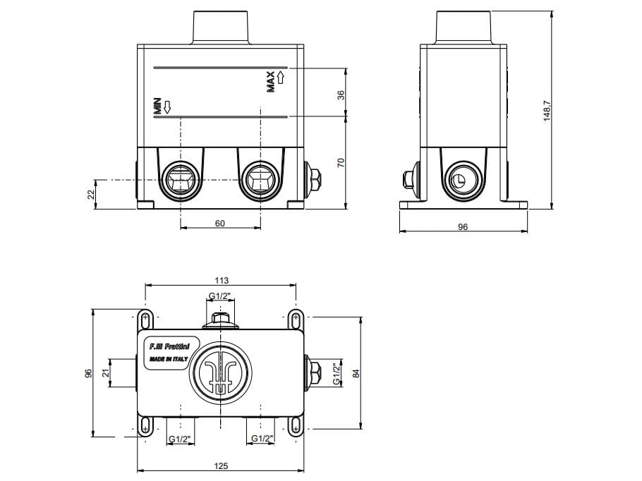 Встраиваемый корпус термостатического смесителя Rubinetterie Frattini 98600 ARCH-00122193 - Вид №1