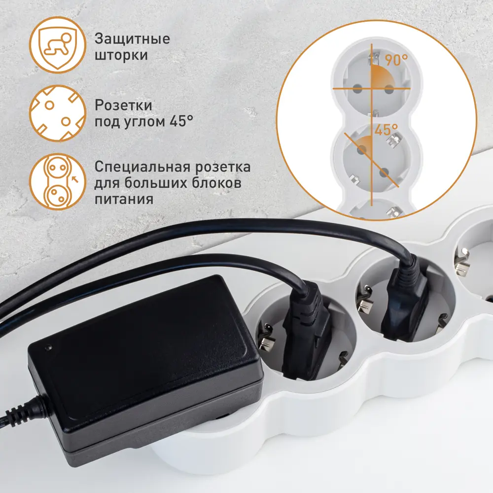 Колодка для удлинителя Legrand Стандарт 4 розетки с заземлением 3680 Вт цвет белый/серый STLM-2086741 - Вид №6