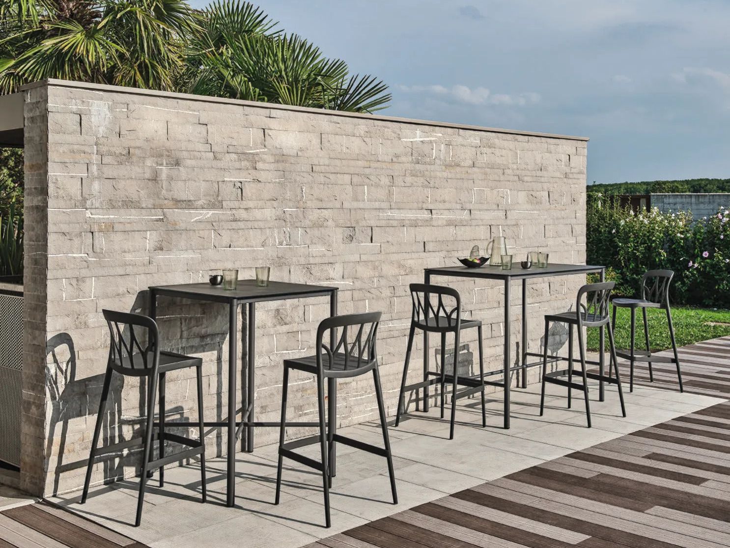 Высокий садовый стол из стали и дерева Bontempi Casa MOON ARCH-00019937 - Вид №2