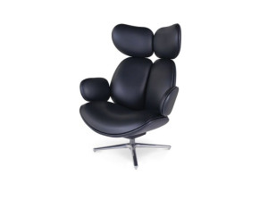 Кожаное вращающееся кресло с подголовником