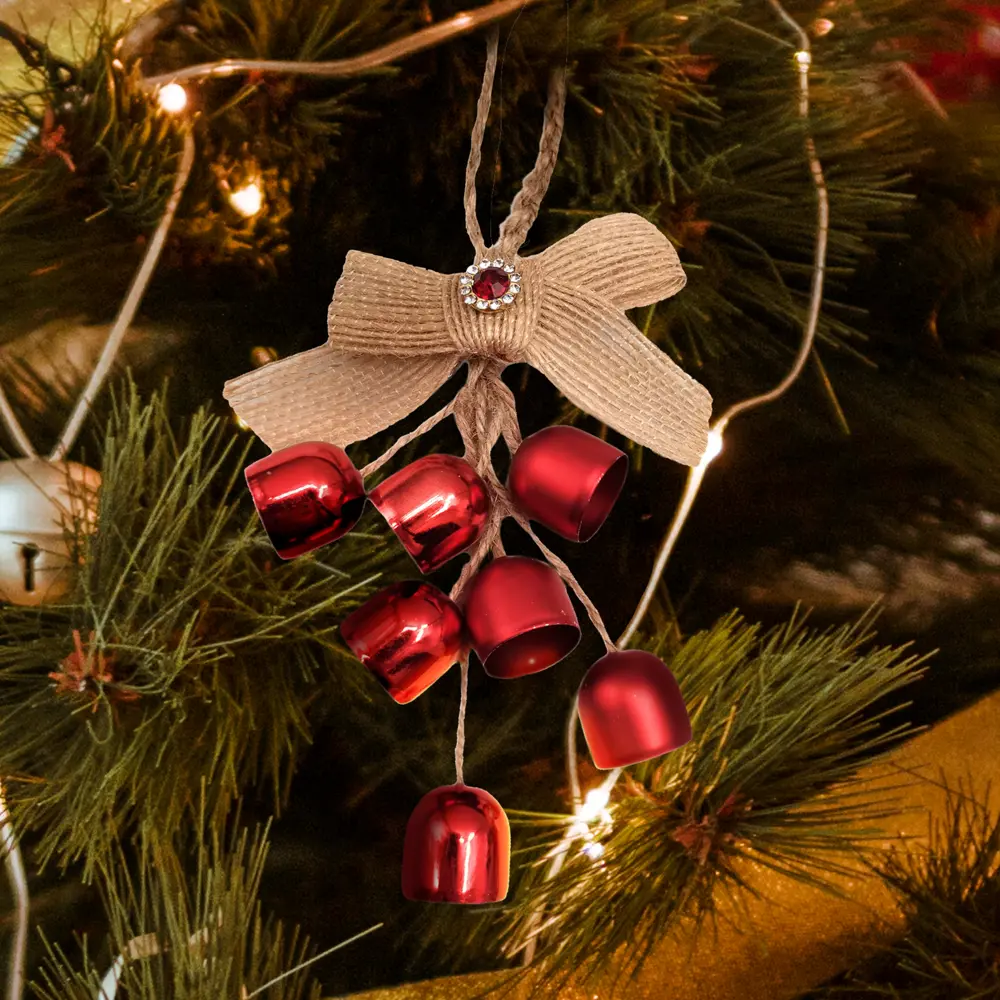 89381641 Украшение елочное «Колокольчики», 13x6.5 см, цвет красный STLM-1448364 Santreyd 