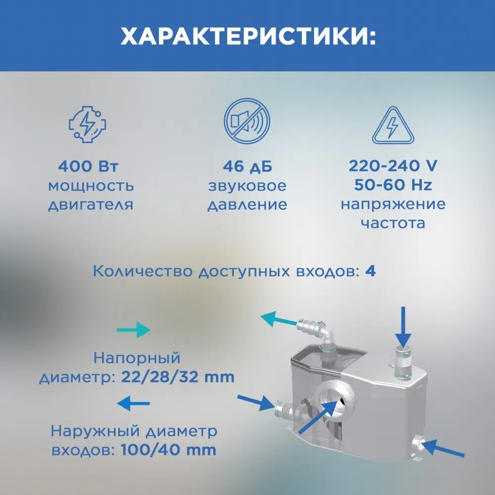 Санитарный насос SFA Sanipro 400 Вт 88 л/мин встроенный измельчитель STLM-2083810 - Вид №3
