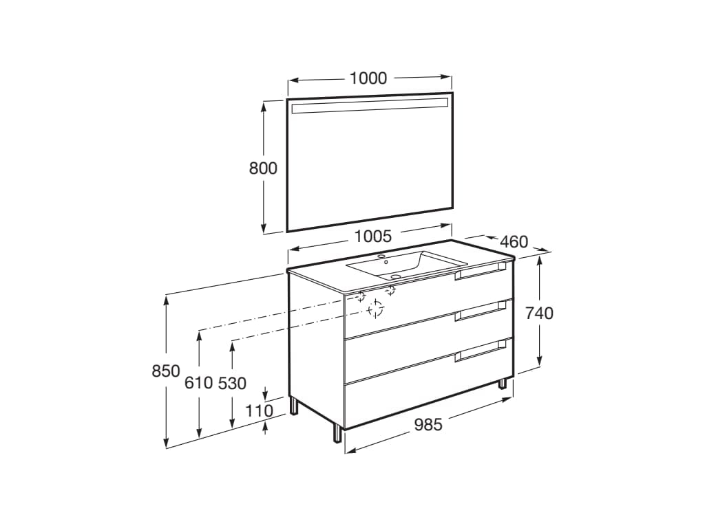 Деревянный напольный умывальник с зеркалом Roca Aleyda ARCH-00106137 - Вид №44