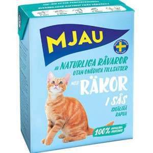 ПР0040568 Корм для кошек мясные кусочки в соусе с креветками конс. MJAU