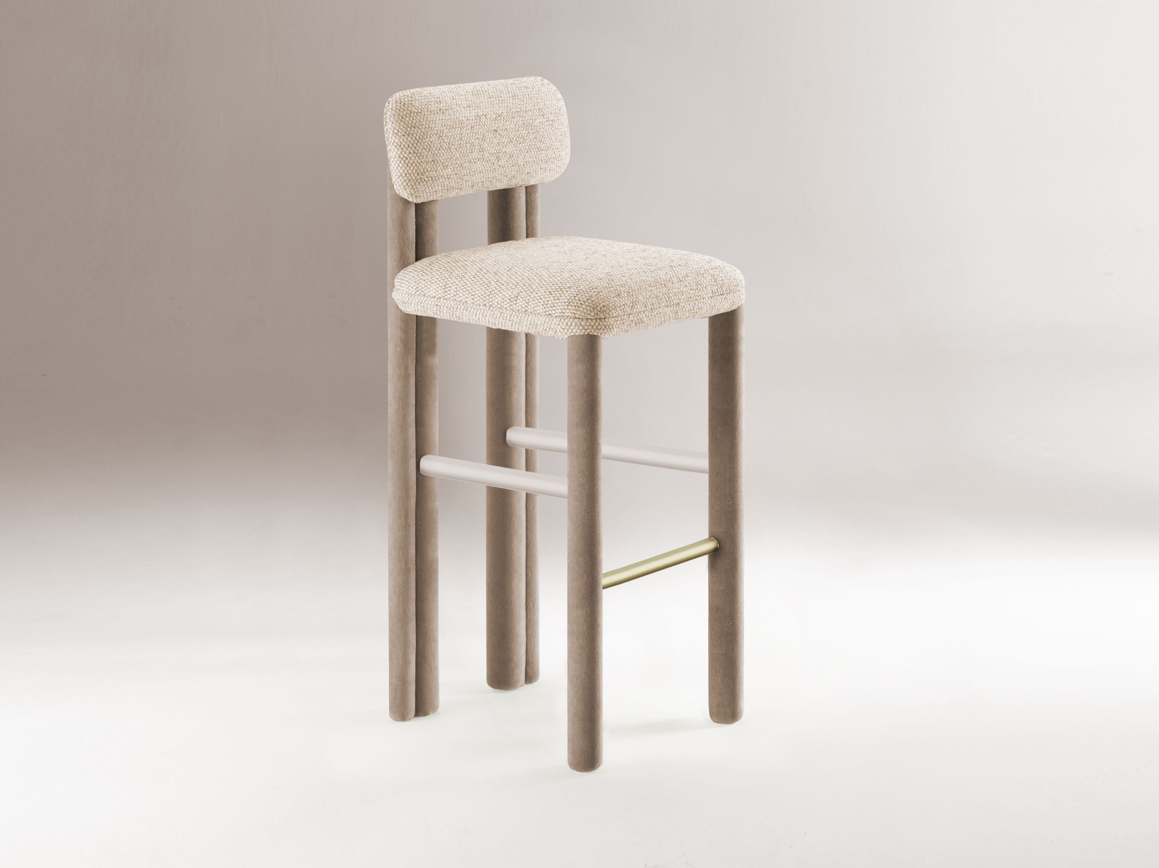 Тканевый мягкий барный стул с подставкой для ног DOOQ Camelia ARCH-00070277 - Вид №2