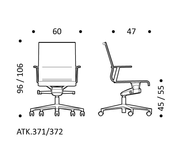5 спиц подлокотник ткань поворотный операционный стул офис ICF Stick Chair ARCH-00098500 - Вид №9