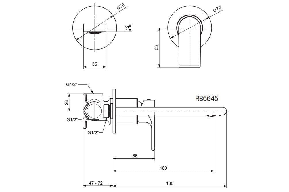 Однорычажный настенный смеситель для раковины Gaia Mobili Complements ARCH-00067577 - Вид №1