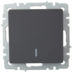 Переключатель встраиваемый проходной IEK Brite 1 клавиша с подсветкой цвет графитовый