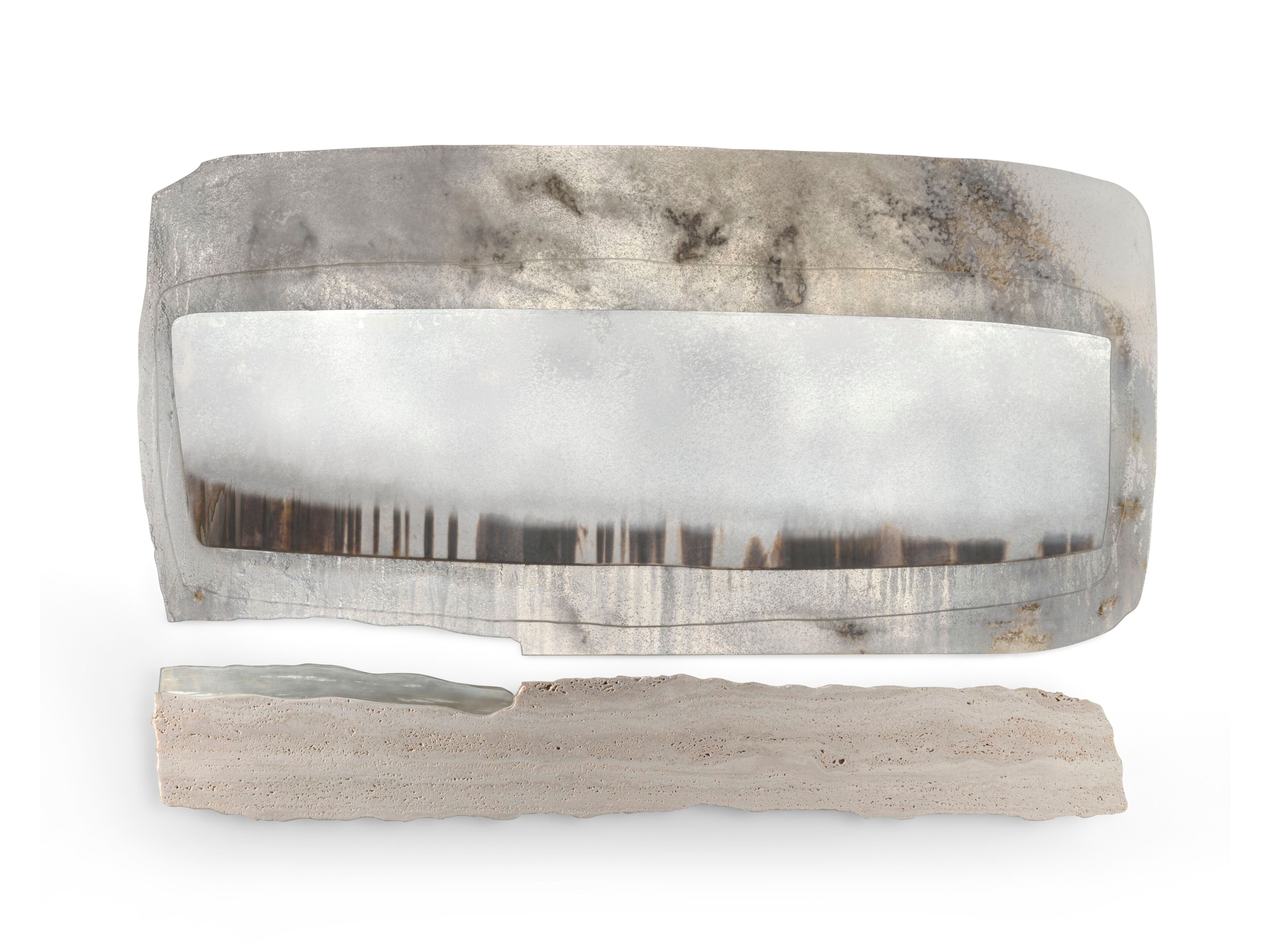 Травертиновое зеркало и настенное стекло со встроенным освещением ARTE VENEZIANA пещера ARCH-00079055