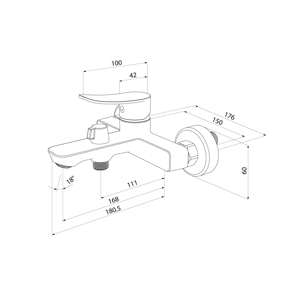 Смеситель для ванны Milardo Demi однорычажный на ванну цвет хром STLM-2084431 - Вид №6