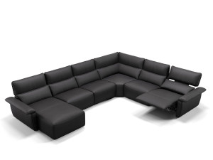 Кожаный угловой диван с полуостровом
