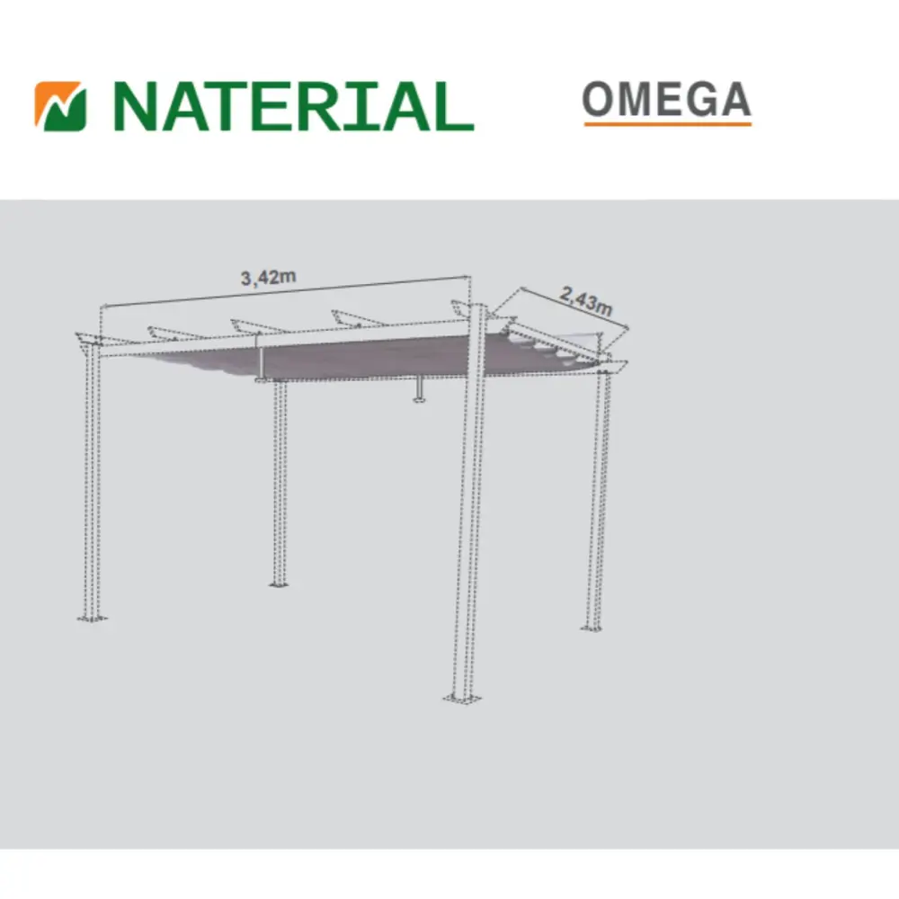 Навес для перголы Omega 2.85x4 м цвет серый NATERIAL STLM-2120722 - Вид №2