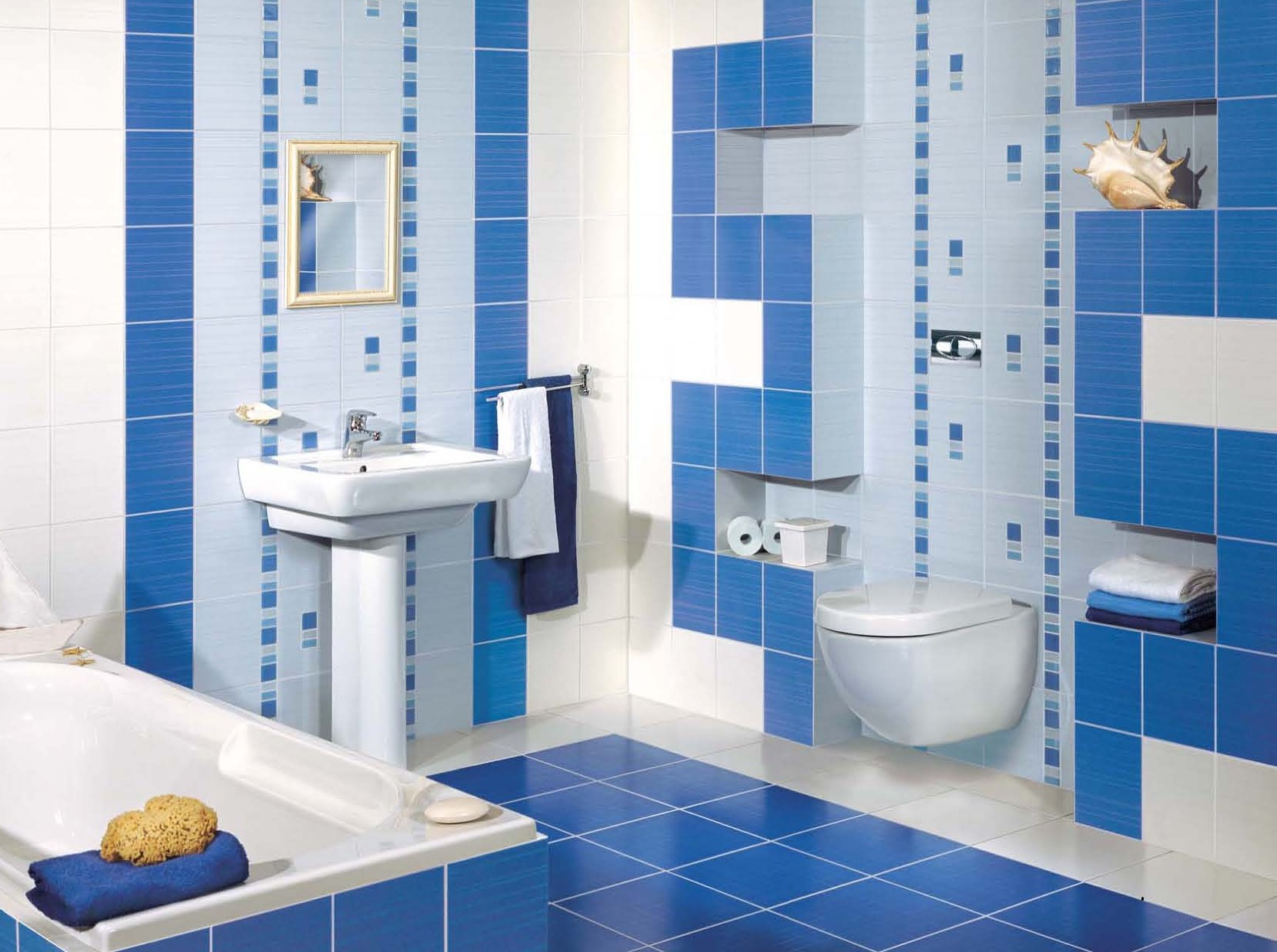 Плитка для ванной комнаты синяя