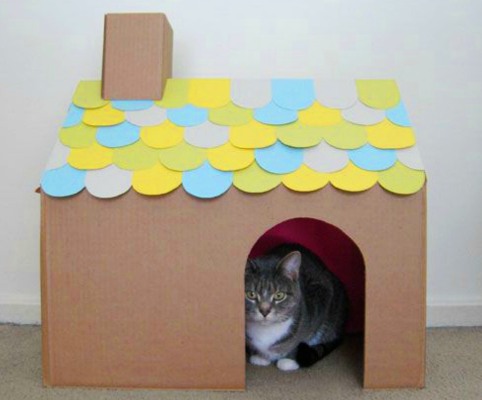 Идеи домиков для кошки из коробки